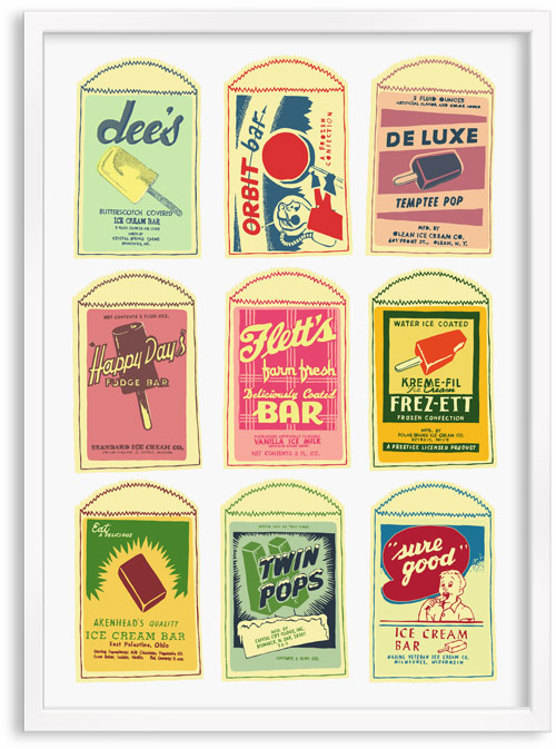 Retro Ice Lolly's limited edition hand printed pop art Silk screen prints by Patrick Edgeley