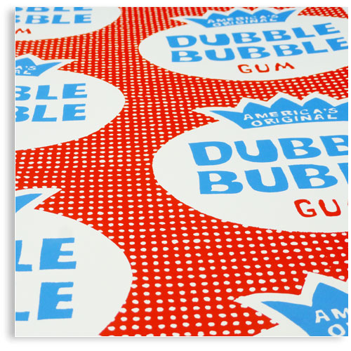 Dubble Bubble retro sweets limited edition hand printed hand drawn pop art Silk screen prints by Patrick Edgeley