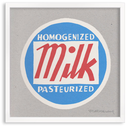 vintage Milk Top limited edition hand printed hand drawn pop art Silk screen prints by Patrick Edgeley