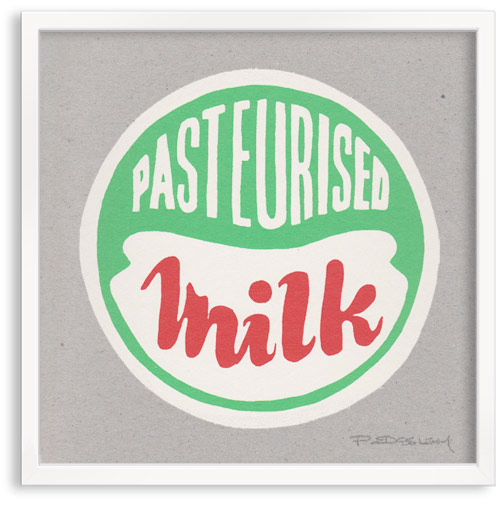 vintage Milk Top limited edition hand printed hand drawn pop art Silk screen prints by Patrick Edgeley