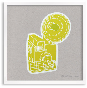 vintage Imperial Camera limited edition hand printed hand drawn pop art Silk screen prints by Patrick Edgeley