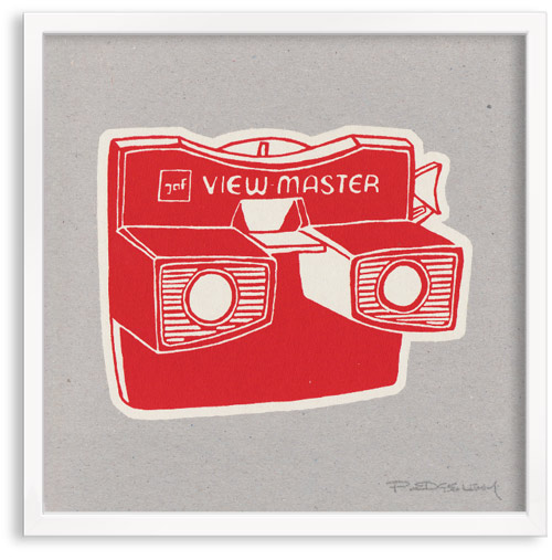 vintage View Master limited edition hand printed hand drawn pop art Silk screen prints by Patrick Edgeley