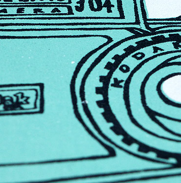Instamatic camera - Hand Printed Greeting card by Patrick Edgeley