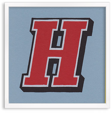 Hand printed letter H