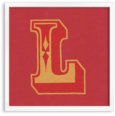 Hand printed letter L
