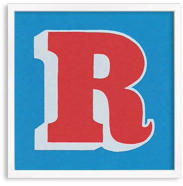 Hand printed letter R